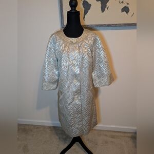 Trina Turk Silver Chevron Cape Coat